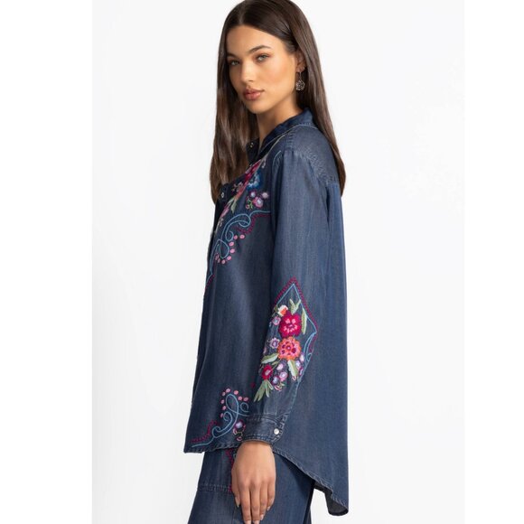 Johnny Was OVERSIZED SHIRT TUNIC Medium NWT - Picture 4 of 7